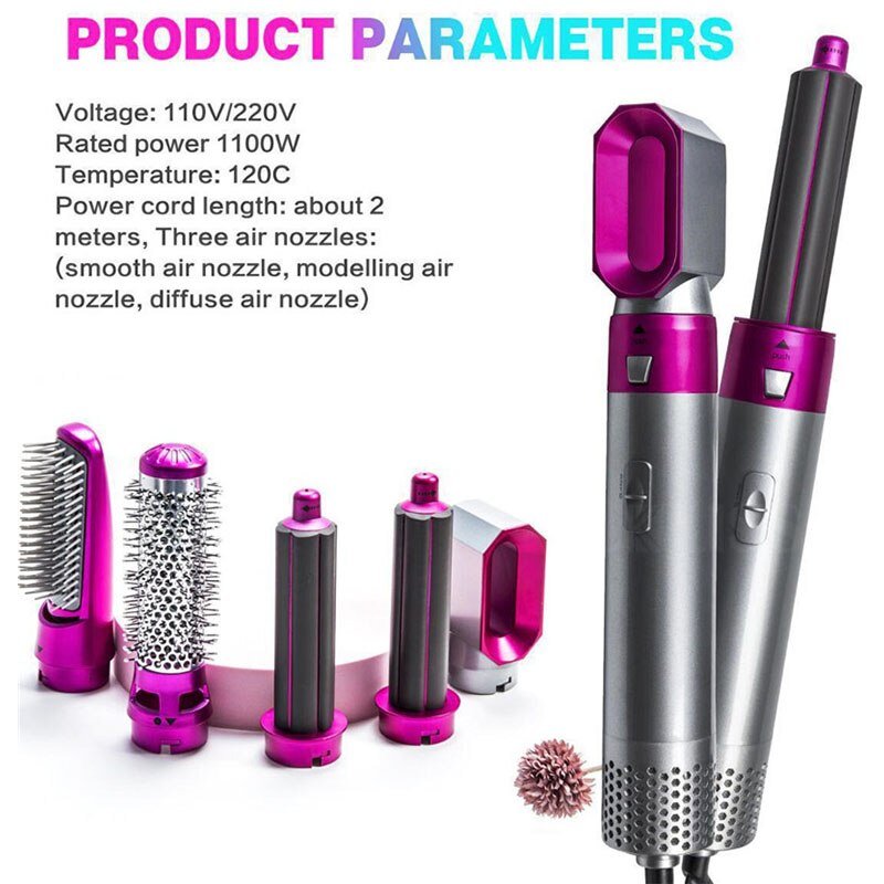 Brosse électrique 5 en 1 | sèche-cheveux et lisseur | bigoudi automatique – Image 3